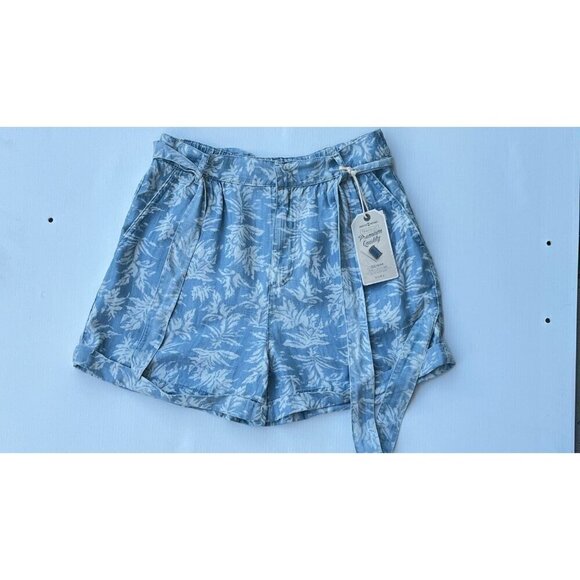 Zara Pants - Zara Womens Blue Printed Belted Cuffed Printed Lyocell Shorts Size 4 US